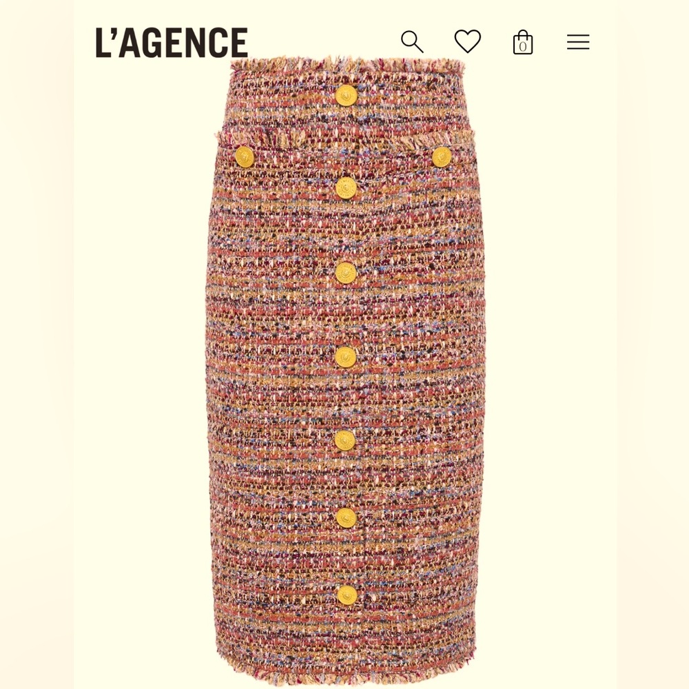 L'AGENCE Colorful Tweed Pencil Skirt